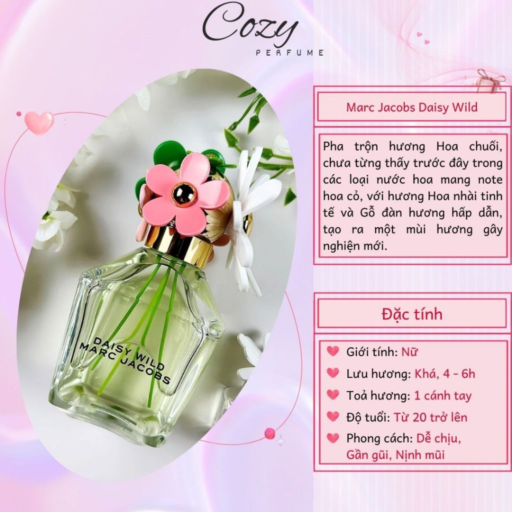 Nước hoa nữ Marc Jacobs Daisy Wild Chiết 5ml/10ml Hương thơm Dễ chịu Gần gũi Nịnh mũi - Cozy Perfume