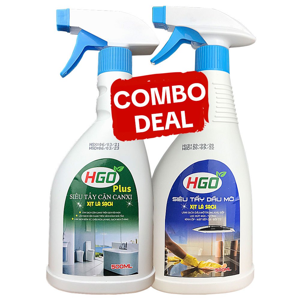 Ảnh Tẩy Cặn Canxi Nhà Tắm + Tẩy Dầu Mỡ Nhà Bếp HGO 500ml 1