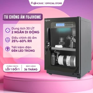 Tủ chống ẩm máy ảnh 30 Lít điện tử FUJIHOME bảo hành 3 năm, tủ hút ẩm 30L 3 ngăn điều chỉnh % độ ẩm dry cabinet