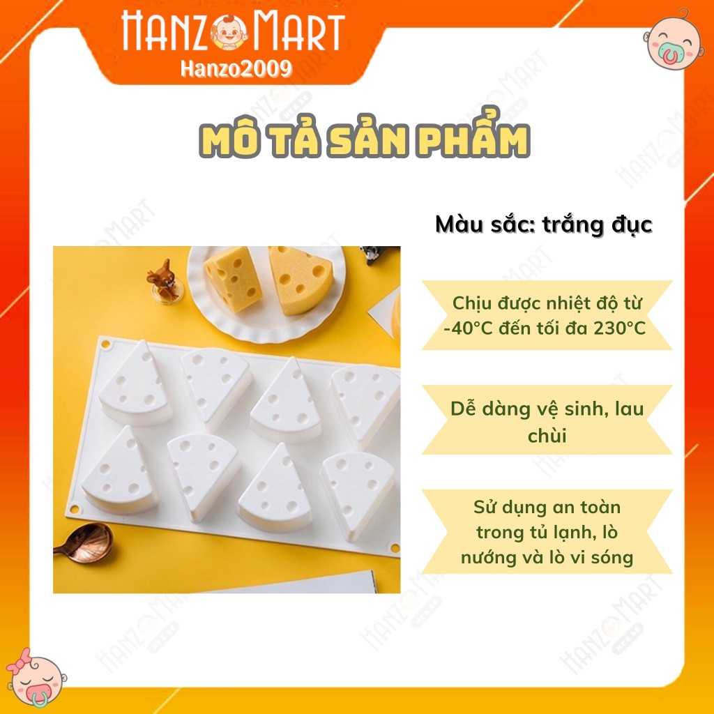 Khuôn silicon hình phô mai 3D là thạch rau câu/pudding cho bé