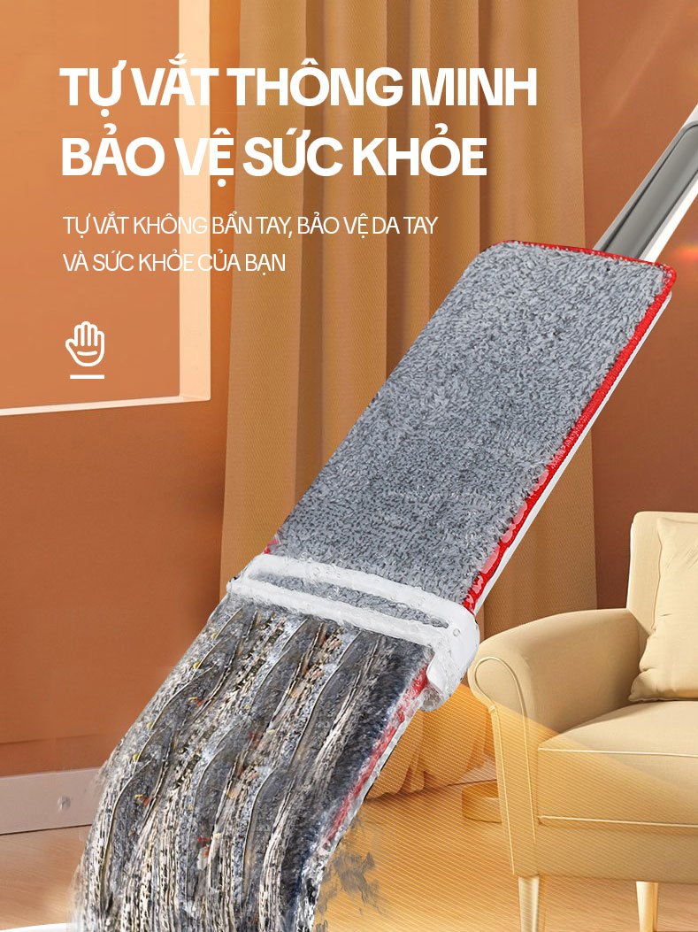 Ảnh Cây Lau Nhà Phun Sương Tự Vắt OKwife HD-7530 - Chổi Lau Nhà Tự Vắt Thông Minh Xoay 360 Độ, Lau Sàn Làm Sạch 2