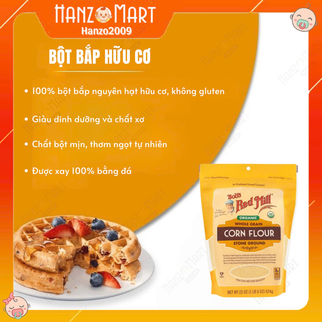 Bột bắp hữu cơ Bob's Red Mill cho bé 100gr