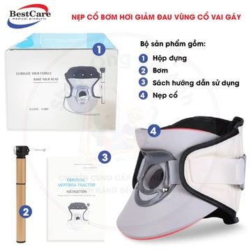 Nẹp Cổ Bơm Hơi , Đai Hơi Kéo Dãn Cột Sống Cổ, Đai Hơi Định Hình Cổ BestCare Giảm Đau Vùng Cổ Vai Gáy