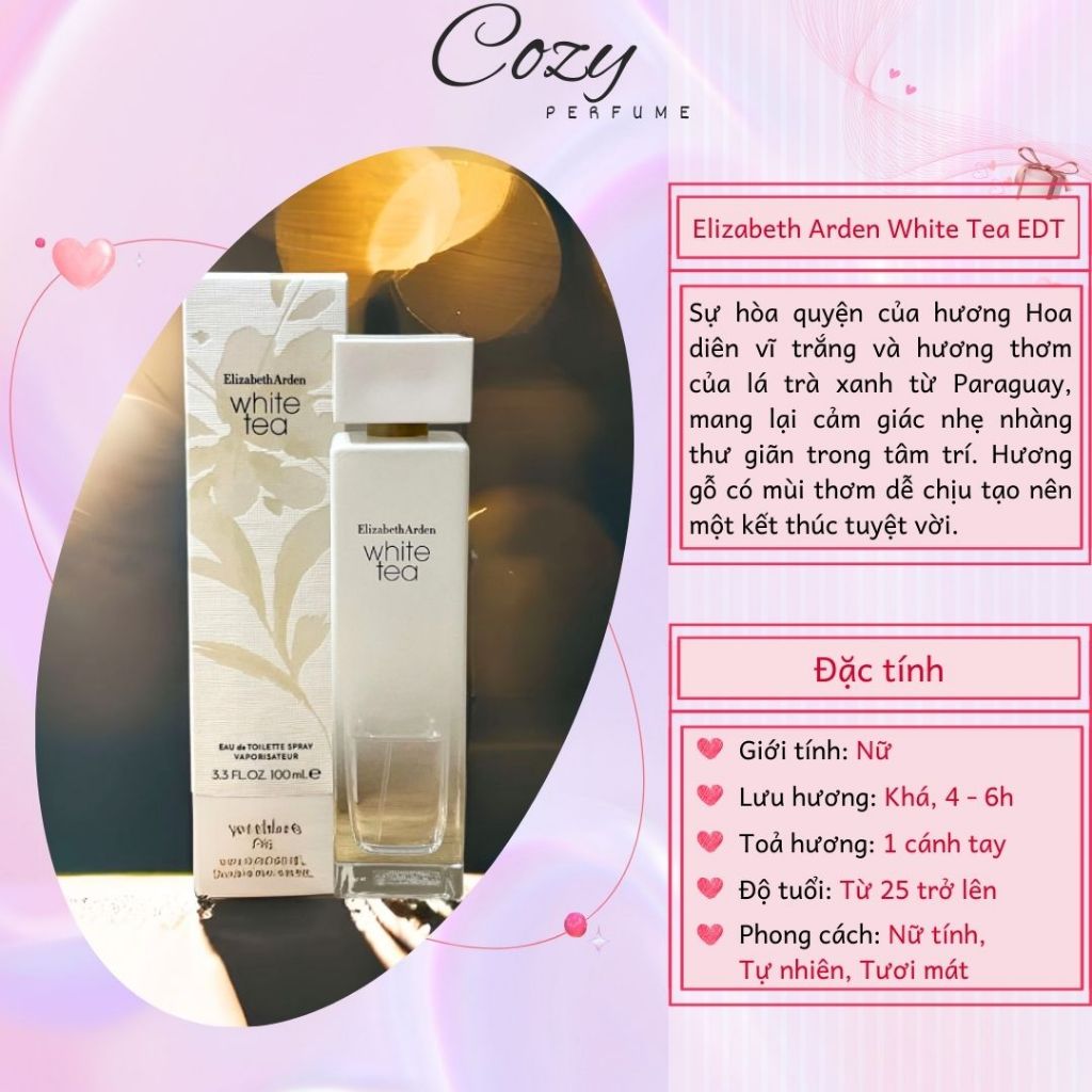 Nước hoa nữ Elizabeth Arden White Tea EDT Chiết 5ml/10ml Hương thơm Nữ tính, Tươi mát - Cozy Perfume