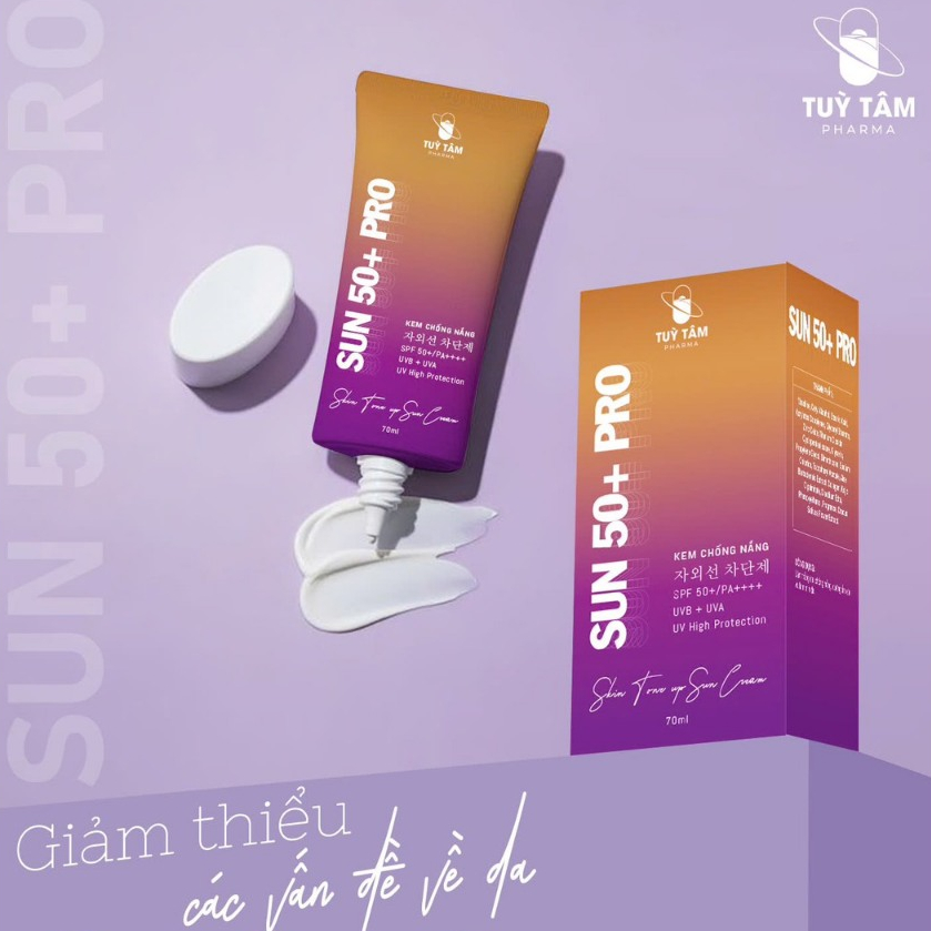 Kem chống nắng dưỡng da Tùy Tâm - Sunscreen 24h da mặt 70ml SPF 50+ PRO  dưỡng ẩm và làm mịn da - Tùy Tâm pharma