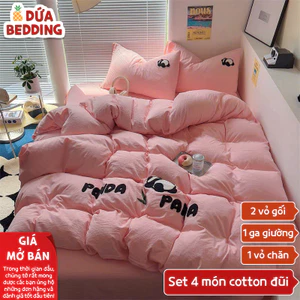 Bộ Chăn Ga Gối Panda Dễ Thương - Chất Cotton Đũi Cao Cấp, Thiết Kế Năng Động [05-S4]