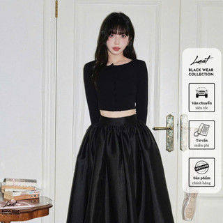 Set áo croptop cúc ngực và chân váy xòe bồng LUST chất liệu dày dặn TM61