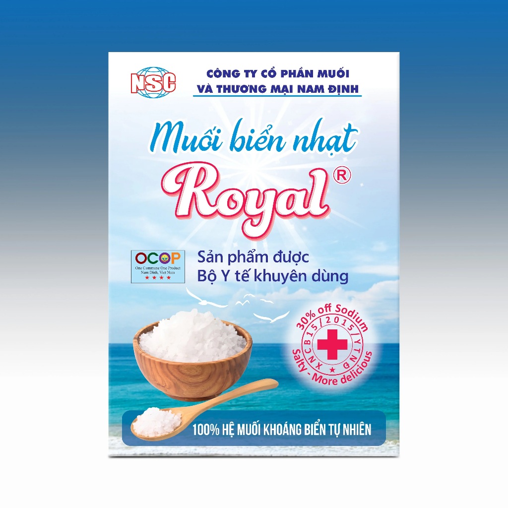 Muối biển nhạt Royal 250g Low sodium salt Muối Nam Định NSC
