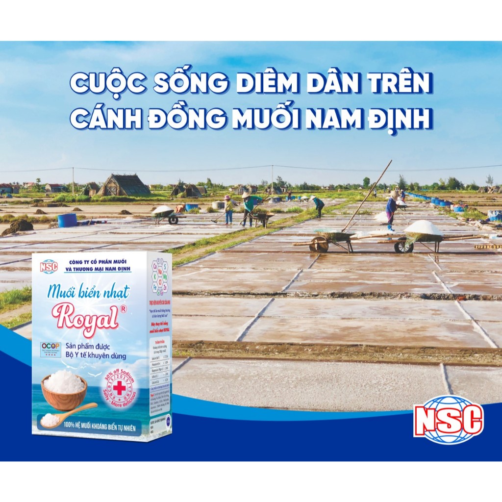 Muối biển nhạt Royal 250g Low sodium salt Muối Nam Định NSC