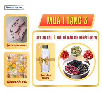 Trà bổ máu ích huyết lục vị danavietnam (hắc kỷ tử, kỳ tử đỏ, dâu tằm, táo đỏ, nụ hồng, nụ nhài)- set 10, 20, 30 gói