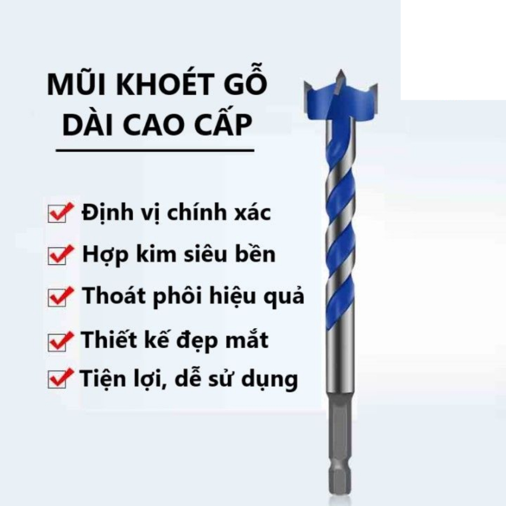 Mũi khoan gỗ khoét gỗ chuôi lục giác - Mũi khoan khoét lỗ tròn đường kính 16mm đến 25mm [Thomoc5.0]