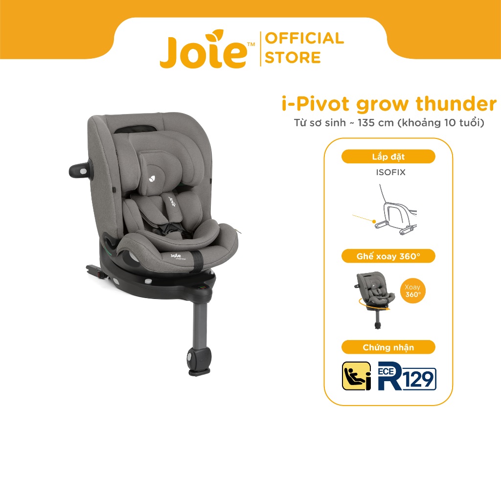 Ảnh Ghế ngồi ô tô trẻ em cao cấp Joie i-Pivot Grow Thunder  xoay 360 độ kết nối isofix 1
