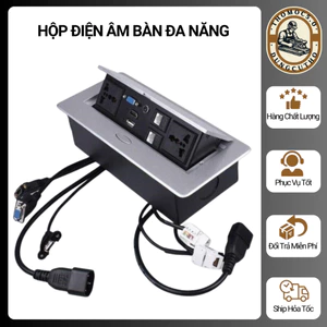 Hộp Điện Âm Bàn Đa Năng - Ổ Cắm Âm Bàn Thiết Kế Hiện Đại, Tiện Lợi, Tối Ưu Không Gian - BH 6 Tháng