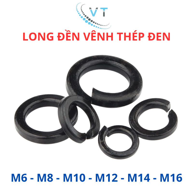 Lông đền vênh thép đen M6 M8 M10 M12 M14 M16 30pcs