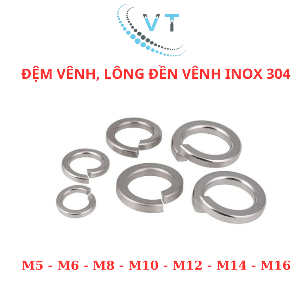 Set 50 Lông Đền VÊNH INOX 304 Size M6 - M8 - M10 - M12 - M14 - M16