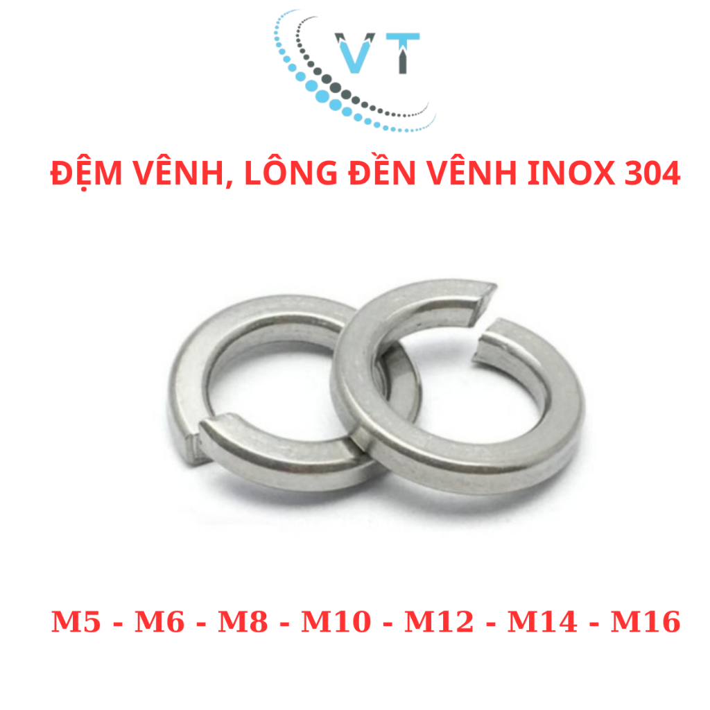 Set 50 Lông Đền VÊNH INOX 304 Size M6 - M8 - M10 - M12 - M14 - M16