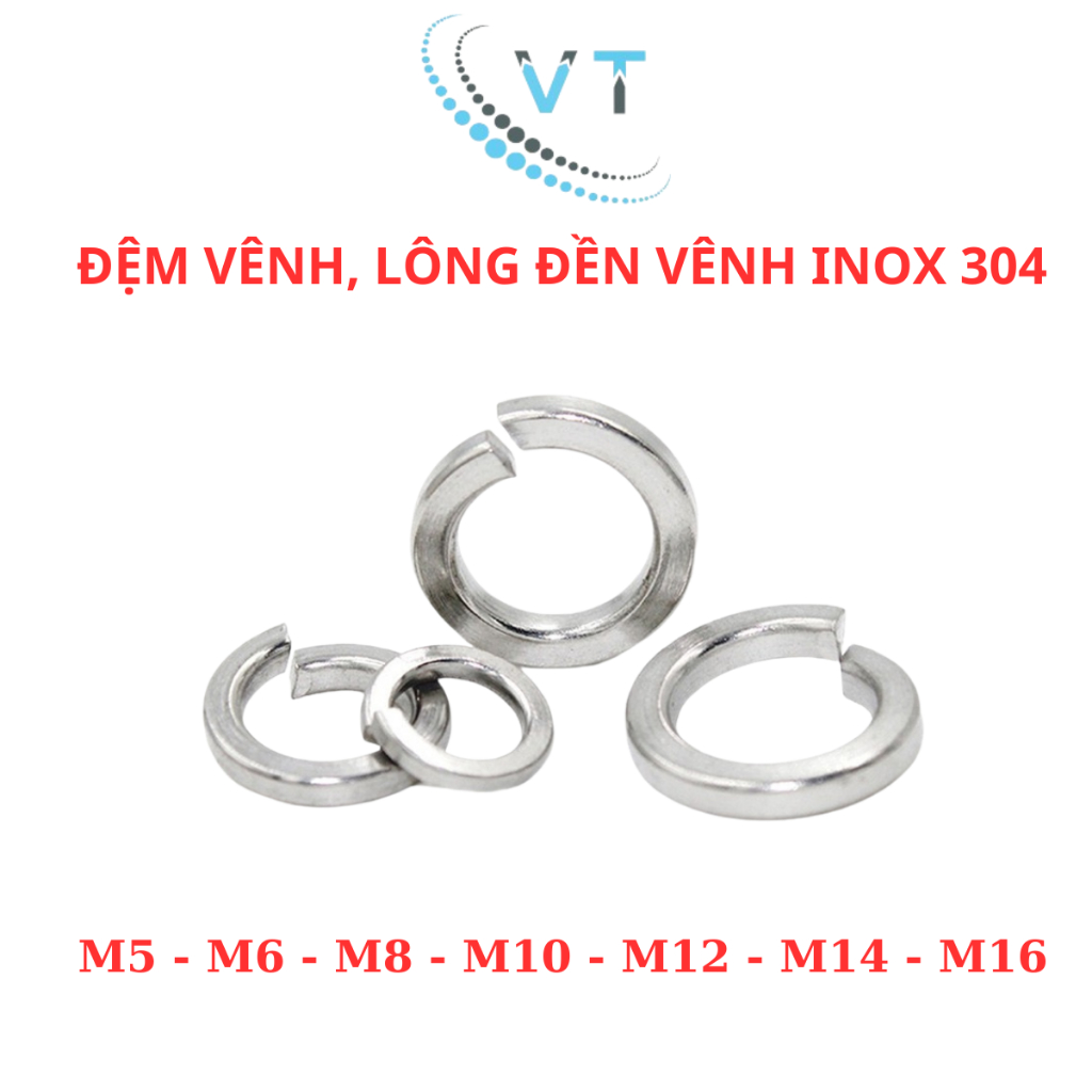 Set 50 Lông Đền VÊNH INOX 304 Size M6 - M8 - M10 - M12 - M14 - M16