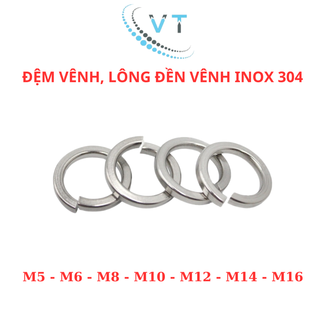 Set 50 Lông Đền VÊNH INOX 304 Size M6 - M8 - M10 - M12 - M14 - M16
