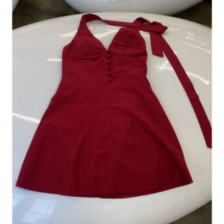 Đầm linen cổ yếm nút bọc có mút phong cách basic, sang chảnh Nữ Women | ByMintt