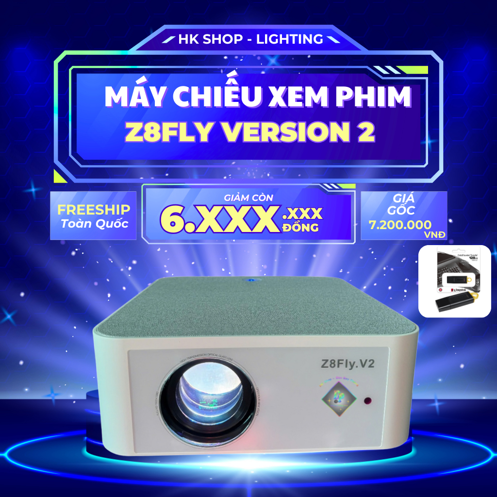 Máy Chiếu Z8fly V2 tặng usb 128gb | Full HD 1080 dùng cho đi cảnh , xem phim , karaoke , youtube tặng usb 64gb full cảnh