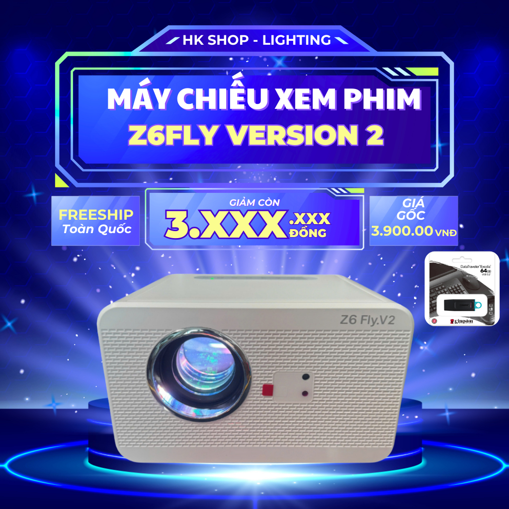 Máy Chiếu Z6flyV2 mini dùng xem phim , youtube , nexfilf , tặng usb 64gb khi mua máy chiếu , phản chiếu điện thoại