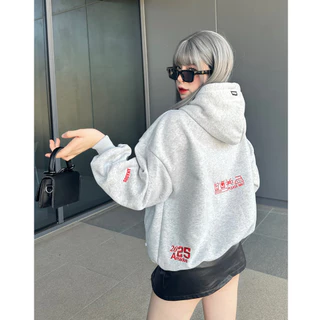 Áo Khoác Hoodie Zip Form Boxy Amadus Thêu Đắp Màu Nam Nữ Tay Phồng 2025