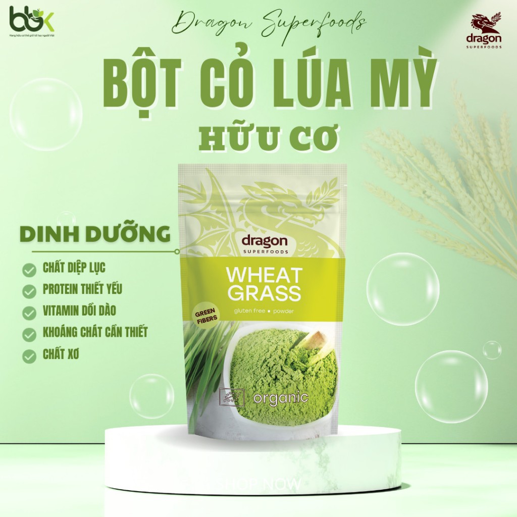 Bột cỏ lúa mì hữu cơ Dragon Superfoods/ Diet-food organic wheatgrass