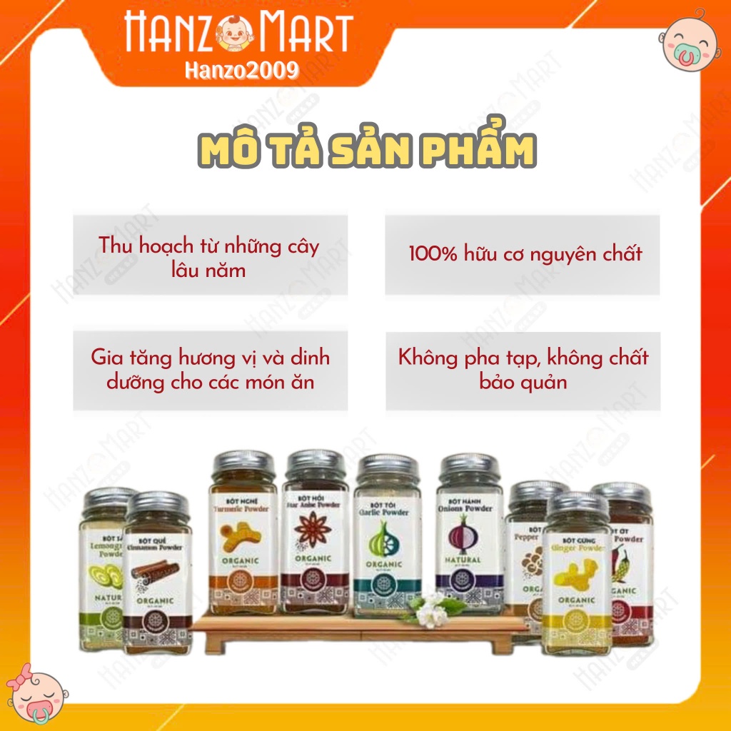 Bột gia vị hữu cơ tỏi hành Vinasamex cho bé ăn dặm hanzomart
