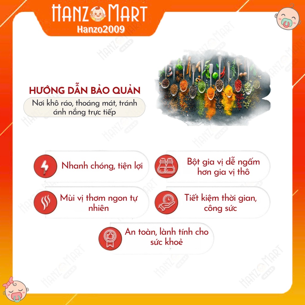Bột gia vị hữu cơ tỏi hành Vinasamex cho bé ăn dặm hanzomart