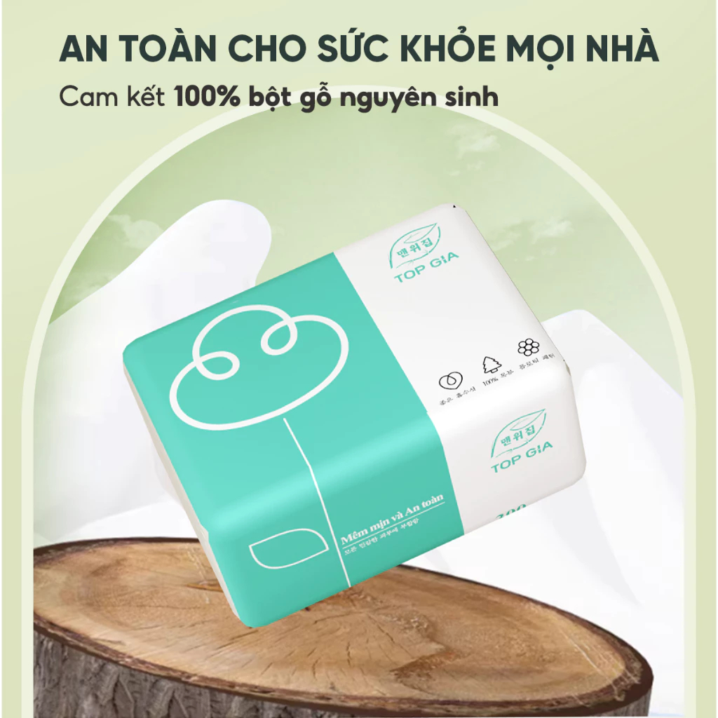 Giấy ăn rút TOPGIA thùng 30 gói Mix 3 màu 4 lớp cao cấp tiện lợi cho gia đình