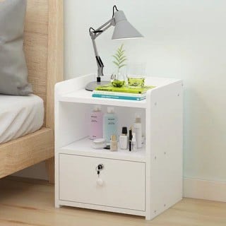 Tủ đầu giường có khóa an toàn, Tab đầu giường gỗ thiết kế sang trọng, tiện ích