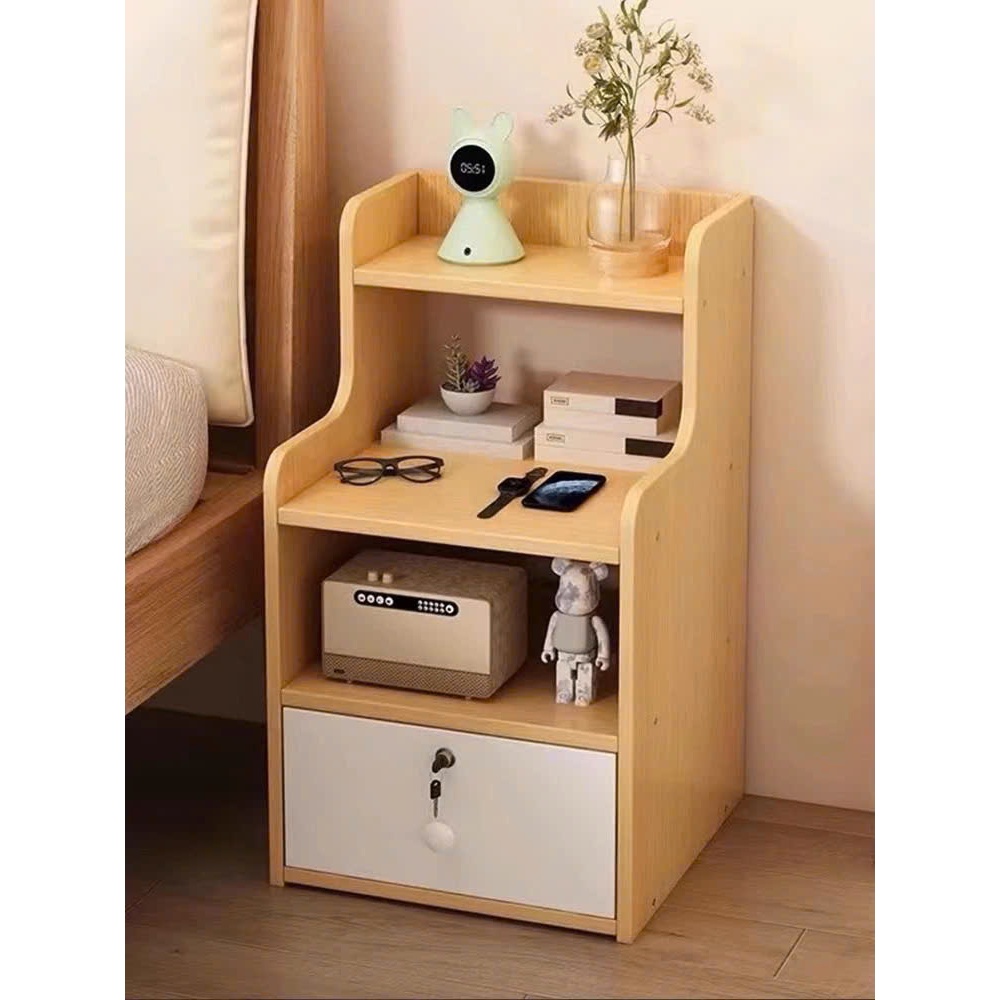 Tủ đầu giường có khóa an toàn, Tab đầu giường gỗ thiết kế sang trọng, tiện ích
