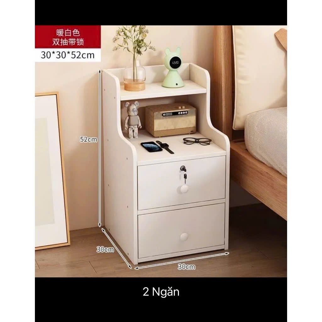 Tủ đầu giường có khóa an toàn, Tab đầu giường gỗ thiết kế sang trọng, tiện ích