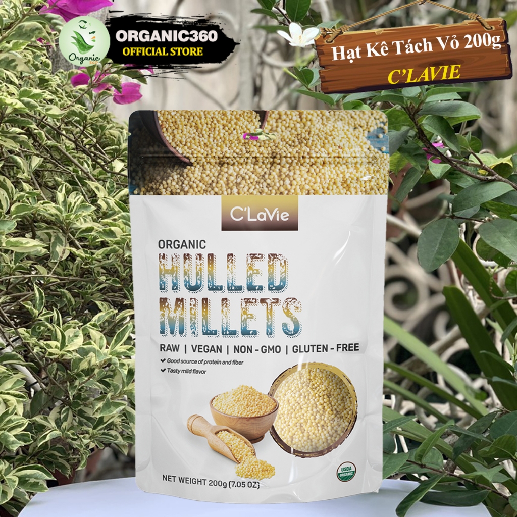 Ảnh Hạt Kê Hữu Cơ Đã Tách Vỏ C’LAVIE 200g Organic Hulled Millet 1