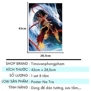 Poster Dán Phòng Tường Na Tra Ngao Bính Hình Ảnh 1 Set 8 Tấm Không Có Keo Sẵn Đồ Sưu Tầm Timo VPBL28