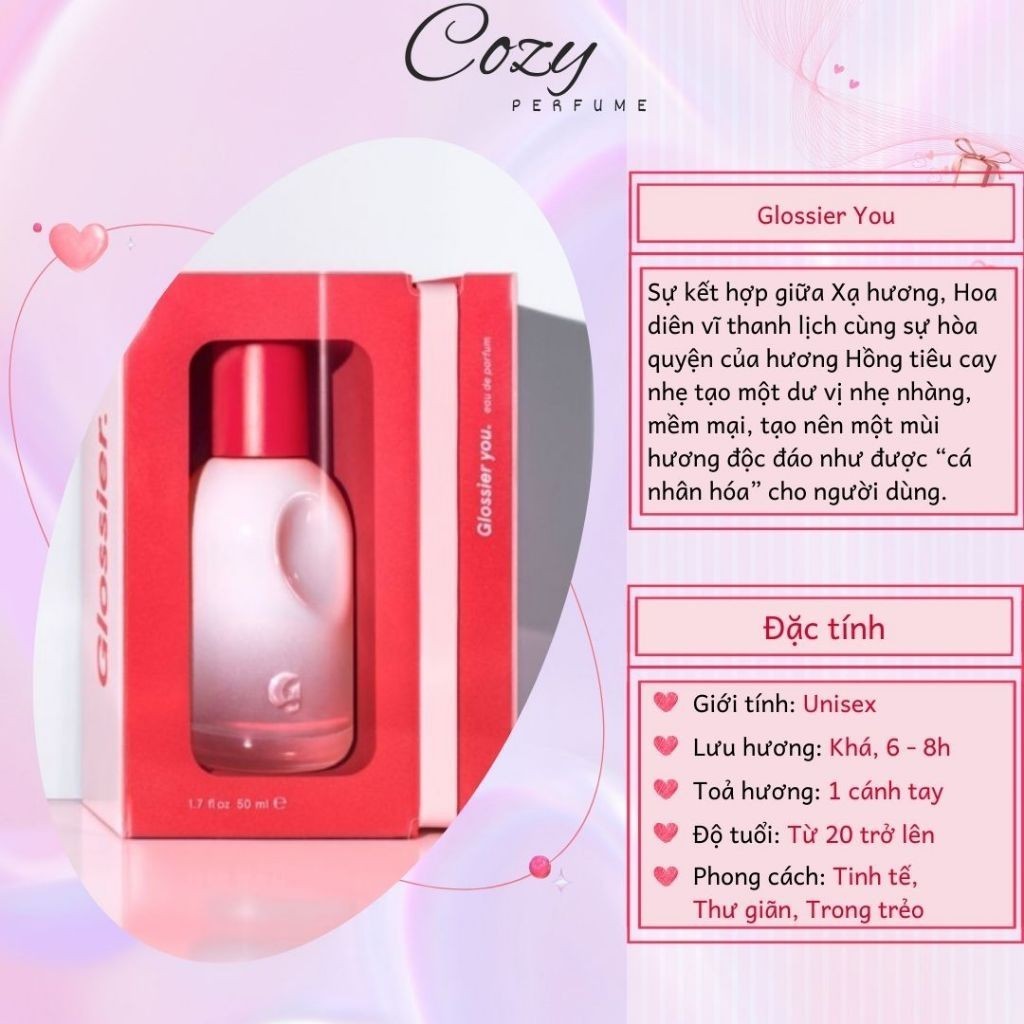 Nước hoa unisex Glossier You Chiết 5ml/10ml Hương thơm Tự nhiên, Thoải mái, Tối giản - Cozy Perfume