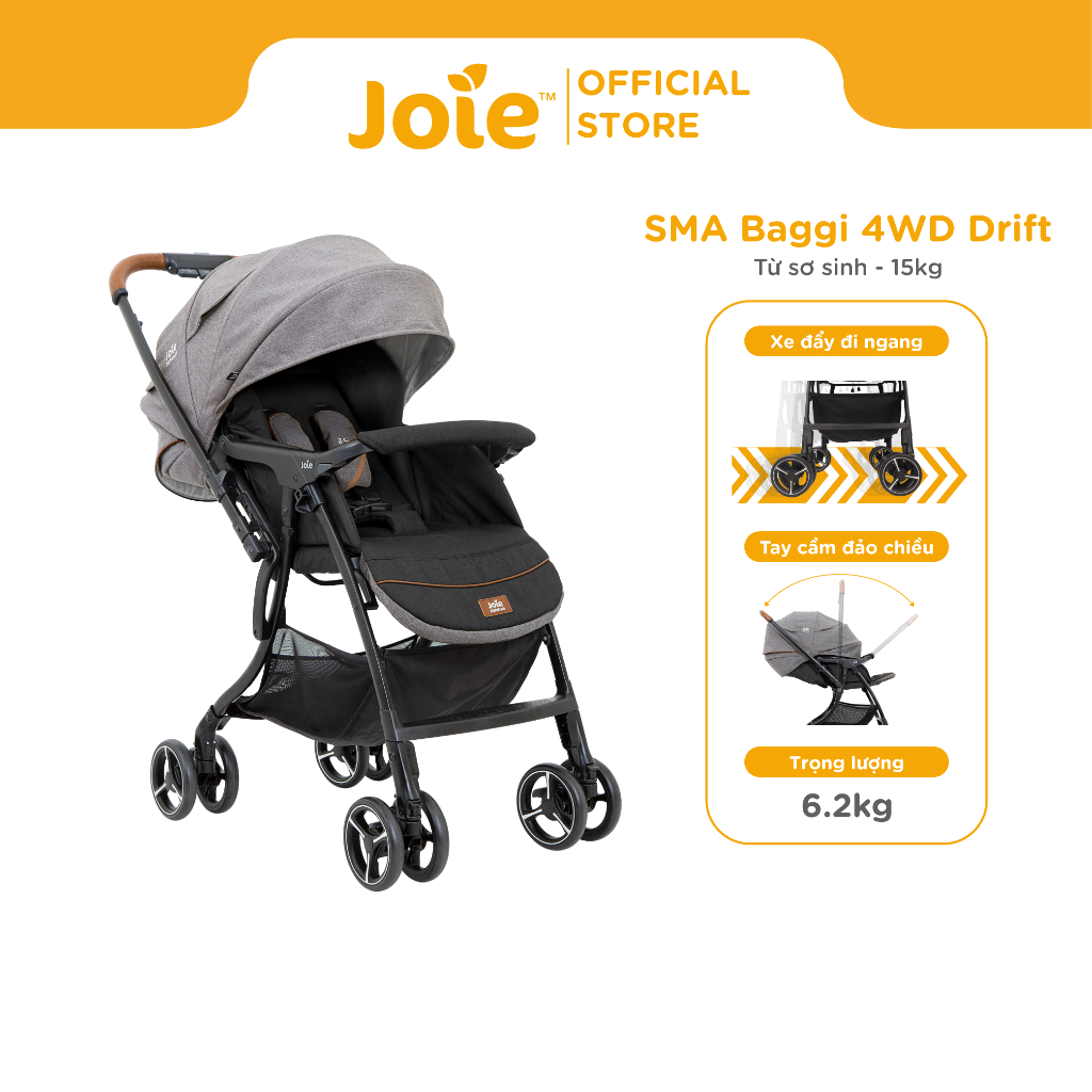 Ảnh Xe đẩy cho bé Joie SMA Baggi 4WD Drift Carbon | Xe đẩy em bé gấp gọn có thể đảo chiều tay cầm 1