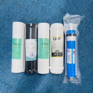 Combo 5 Lõi Lọc Máy Treo Tường, Để Bàn AQUA ( 2 lõi PP, 1 lõi CTO, 1 lõi GAC, 1 lõi RO AQUA )