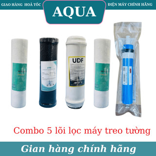 Combo 5 Lõi Lọc Máy Treo Tường, Để Bàn AQUA ( 2 lõi PP, 1 lõi CTO, 1 lõi GAC, 1 lõi RO AQUA )