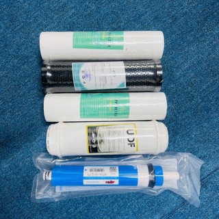 Combo 5 Lõi Lọc Máy Treo Tường, Để Bàn AQUA ( 2 lõi PP, 1 lõi CTO, 1 lõi GAC, 1 lõi RO AQUA )