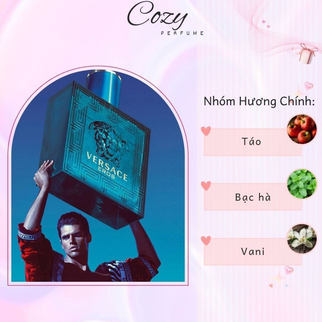 Nước hoa nam Versace Eros (xanh) Chiết 5ml/10ml Hương thơm Nam tính,Gợi cảm,Thu hút - Cozy Perfume