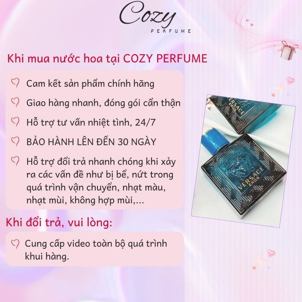 Nước hoa nam Versace Eros (xanh) Chiết 5ml/10ml Hương thơm Nam tính,Gợi cảm,Thu hút - Cozy Perfume