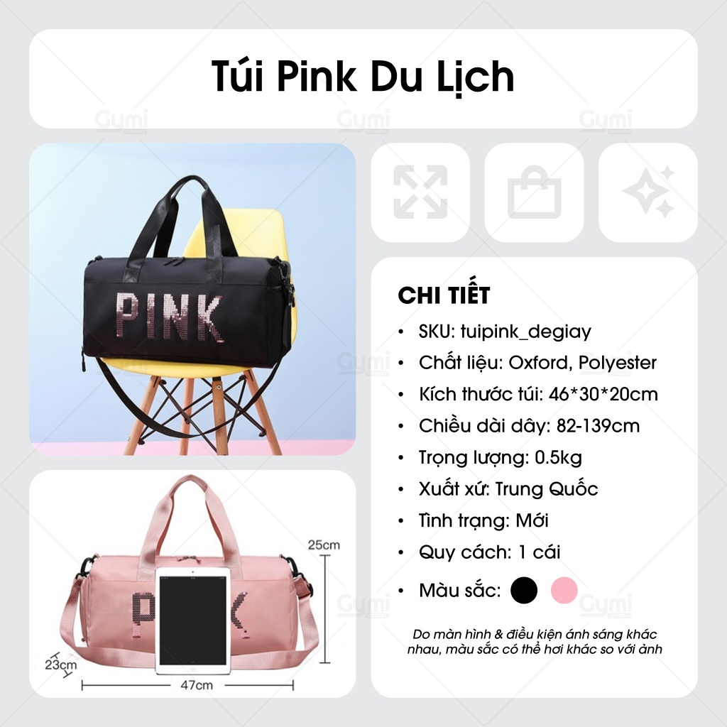 Túi Du Lịch PINK Đa Năng, Túi Trống Thể Thao Có Ngăn Để Giày - TuiPink