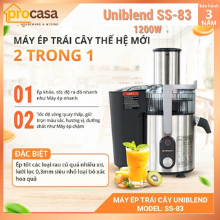 [Chính hãng] Máy ép trái cây nhanh Uniblend SS-83 - 1200W - lưới ép chống xơ 0.3mm - BH 3 năm