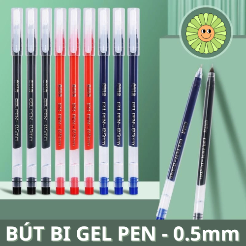 Set 10 Bút Mực Gel Nắp Đậy Ngòi 0.5mm Viết Mựợt Mà, Bút Bi Nước Viết Nhanh Khô, không Lem Mực