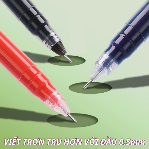 Set 10 Bút Mực Gel Nắp Đậy Ngòi 0.5mm Viết Mựợt Mà, Bút Bi Nước Viết Nhanh Khô, không Lem Mực