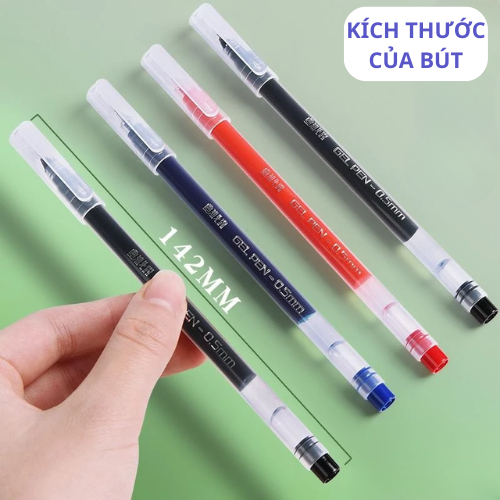 Set 10 Bút Mực Gel Nắp Đậy Ngòi 0.5mm Viết Mựợt Mà, Bút Bi Nước Viết Nhanh Khô, không Lem Mực