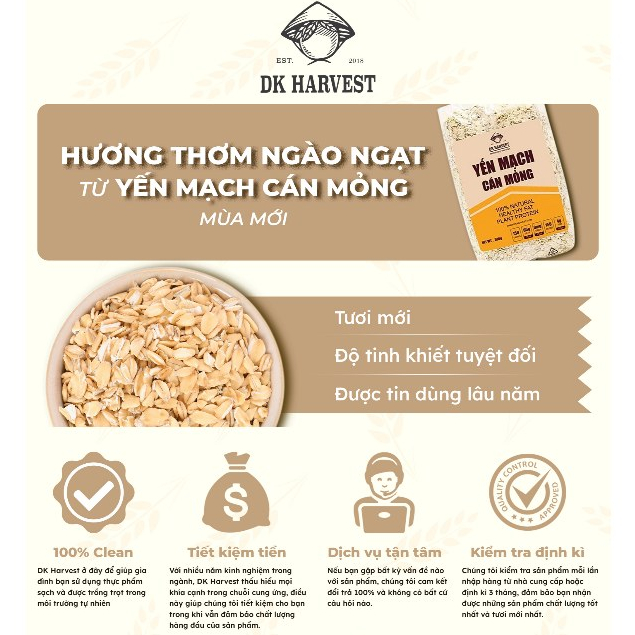 Ảnh 1kg Yến Mạch Cán Dẹt 0.9mm - DK Harvest Nhập Khẩu Úc | Ngũ Cốc Dinh Dưỡng, Hỗ Trợ Giảm Cân 3