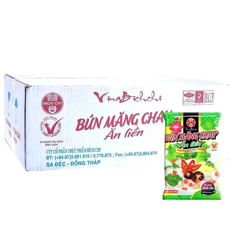 Thùng 30 gói Bún Măng Chay ăn liền hiệu Bích Chi 60gr