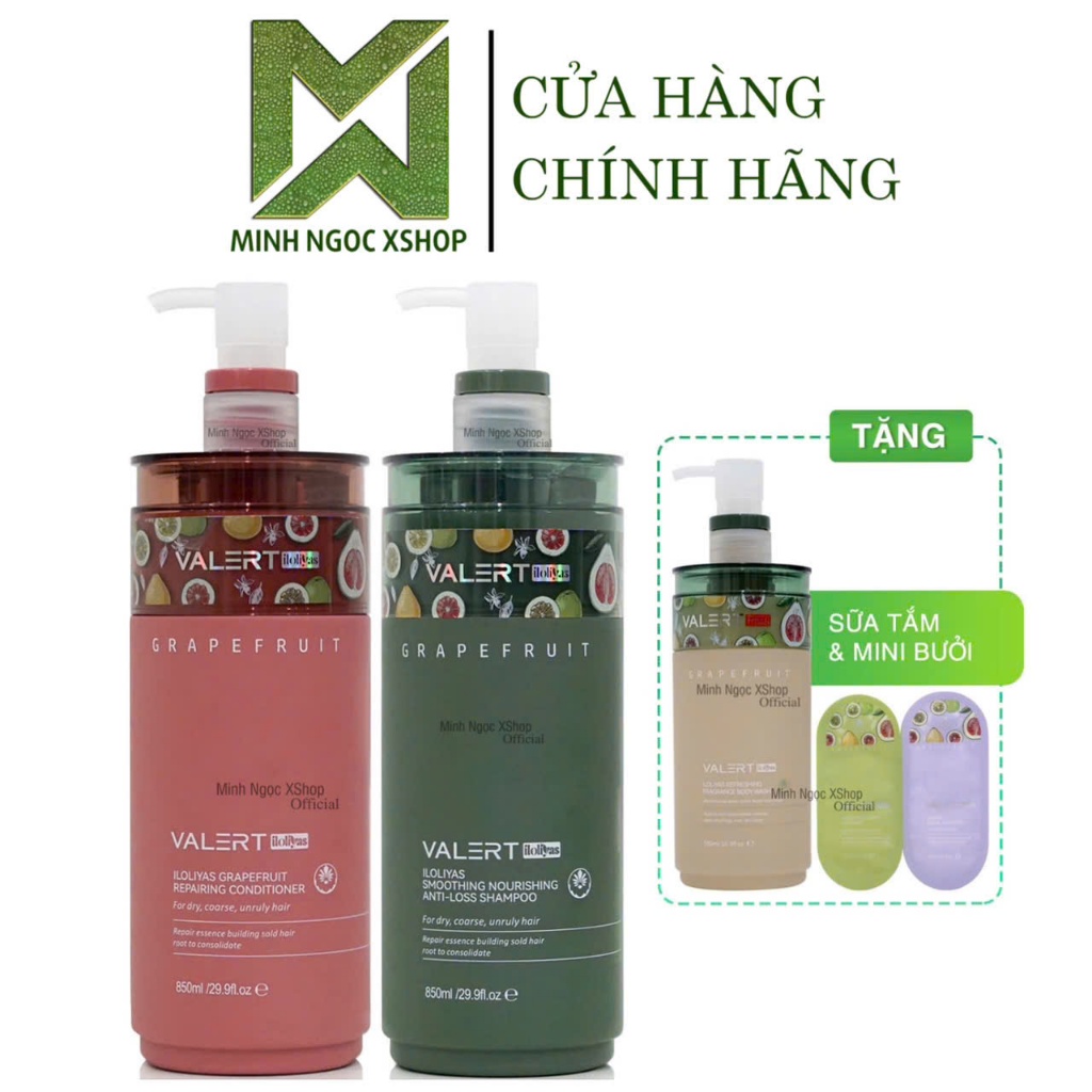 Ảnh Dầu gội xả bưởi Valert Grapefruit iloliyas 850ML mẫu mới phục hồi dưỡng ẩm, chống rụng kích mọc tóc 1